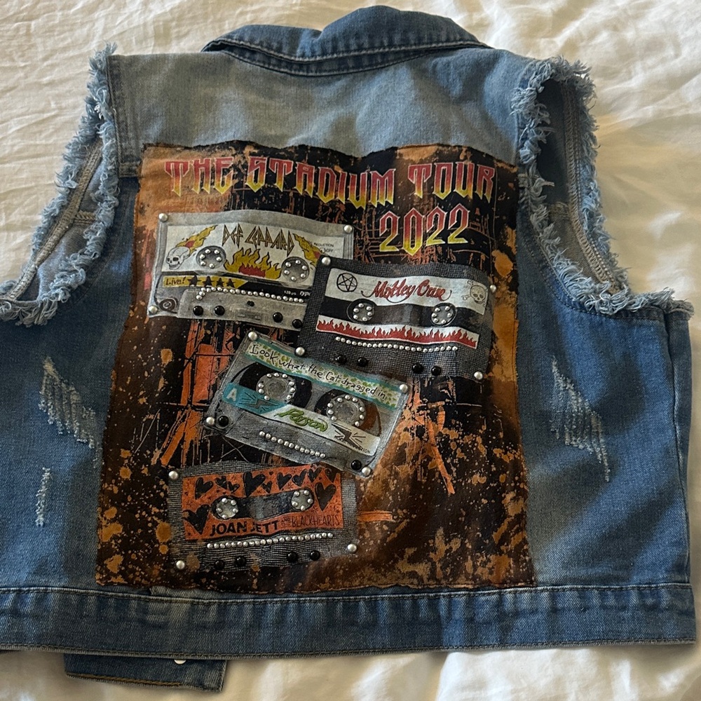 Denim Vest with Graphic Design